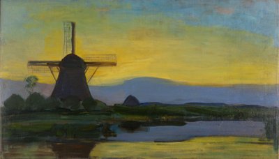 The Oostzijdse Mill by Night by Piet Mondrian
